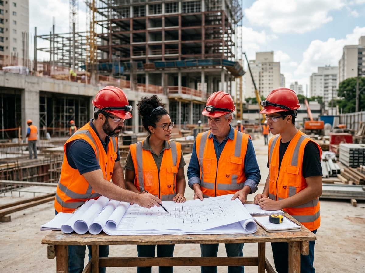 Equipe da 2L Engenharia em obra